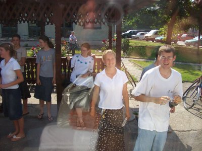 saying goodbye as we drive away