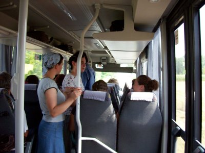 Inside the very comfortable bus