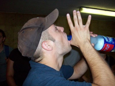 Eric, who is way cool, shows us the proper way to drink water