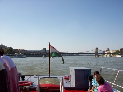 If you look in the distance you can see both the chain link bridge and the Parliment