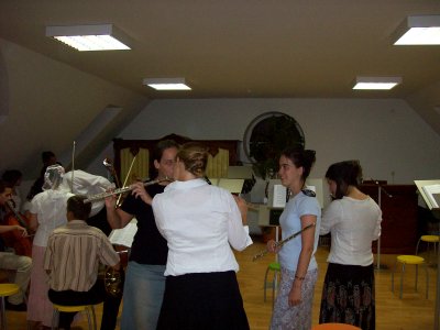 getting ready for orchestra after church