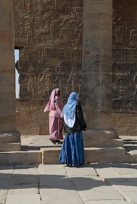 Visitors to the Temple of Isis on Philae Island, Aswan.