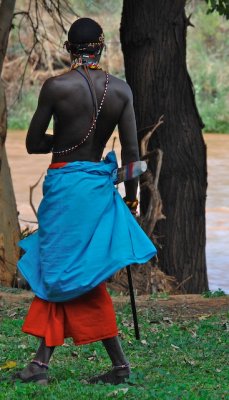 Samburu Warrior Keeping Watch Over the River- 130.jpg