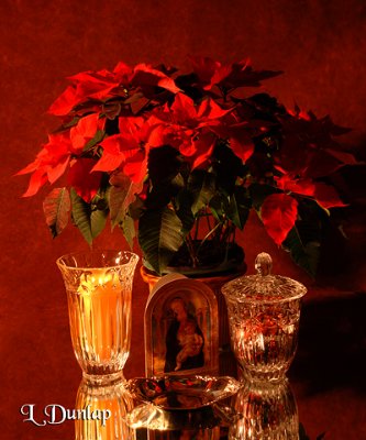 Christmas Setting With Candle And Card