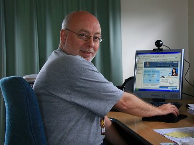 Gary at Dawns computer.