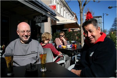 All that walking. ..time for a beer.