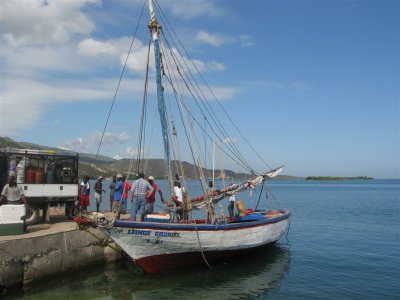 arrive at the port of Miragoane to get on the boat to go to La Gonave