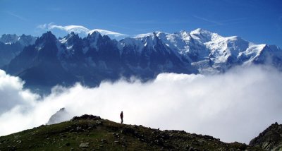 Mont Blanc range from Aguille Rouge