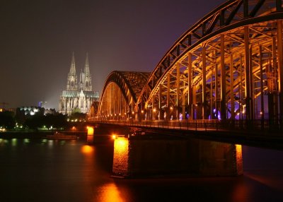 Klner Dom with Hohenzollern Bridge across the Rhine
