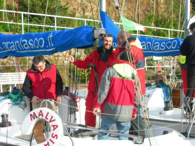Equipaggio di Malvasia (Leo C., Gianni F., Carlo R.Mauro B. di spalle)