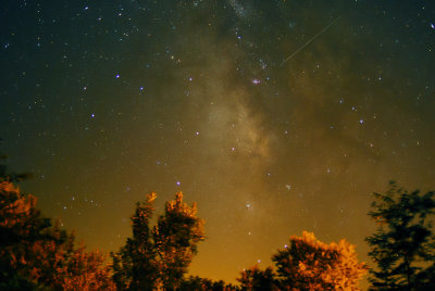 Late Summer Milky Way with Satellite Trail