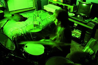 Aaron jammin' on the drums