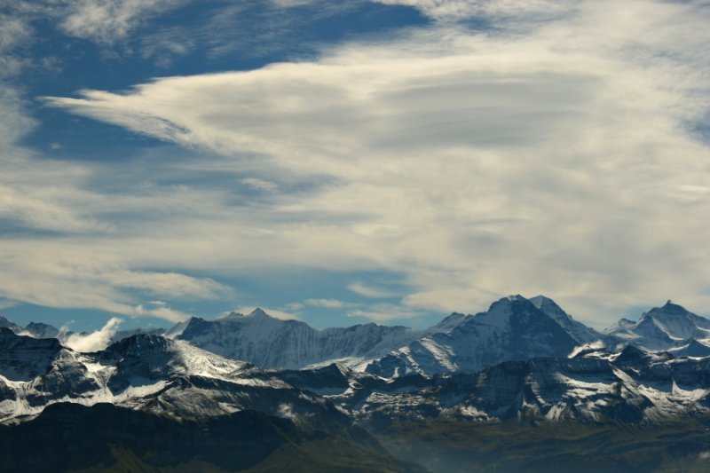 Lenticular clouds above the Fiescherhorn, Eiger, Monch & Jungfrau
