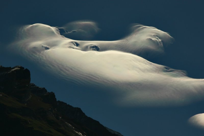 Ghostly irridescent clouds