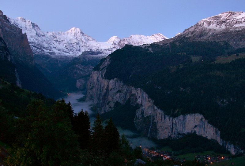 Lauterbrunnen valley before dawn