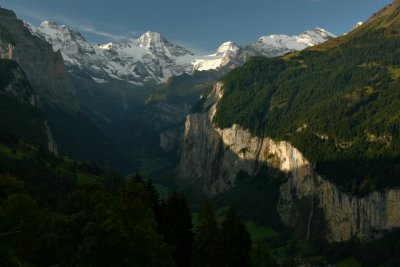 Early morning view over Lauterbrunnen valley