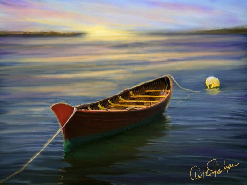 Sunset Sailor s Boat