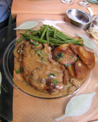 Roast pork with mushroom sauce