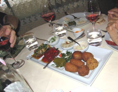 Greek appetizers at Mavromatis restaurant