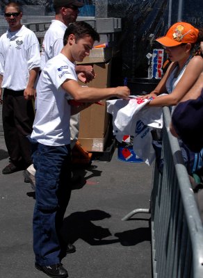 pedrosa in paddock. These guys were accessible for autographs but be prepared to wait