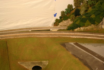 Aerial shot showing the rear ballasted deck bridge