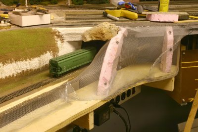 Final stages of front scenery work:  tunnel portal under Engine Terminal