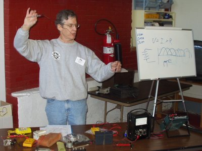 Todd Byrum chasing electrons in the VOM seminar