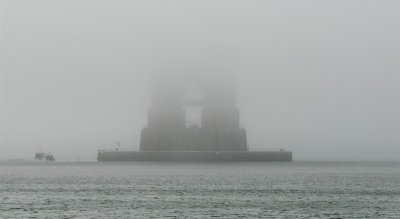 fog covered bridge