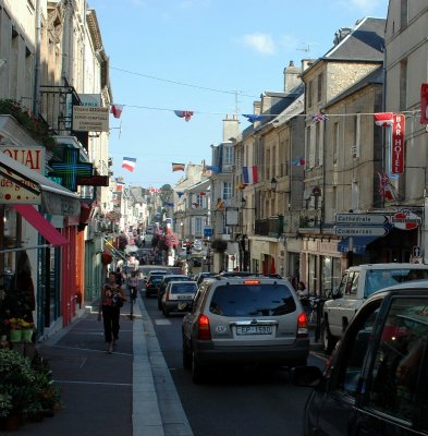 crowded street in Bayeux
