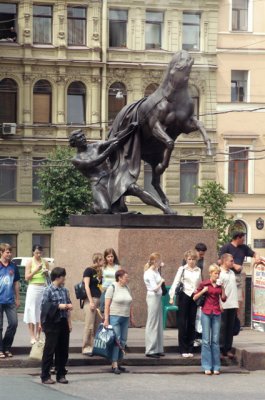 Waiting to cross the street