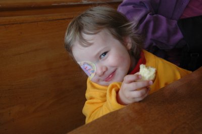 Sylvi enjoying a donut