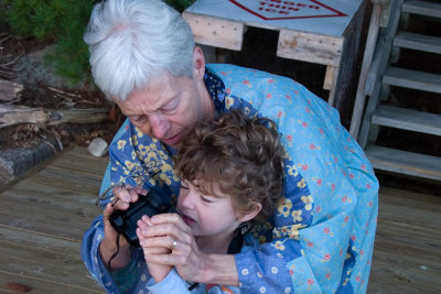 Susan and Henry---binoculars lesson