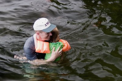 Peter and Grace go for a swim