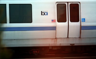 Freeze (mildly) BART train moving directly across