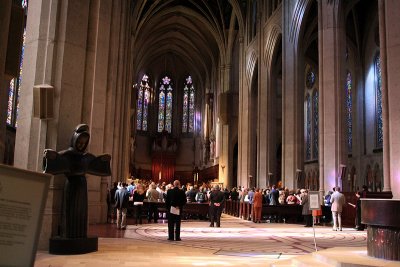 Interior of Grace Cathedral during interfaith event