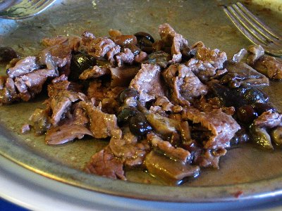 Beef and black mushrooms near Collidi-Uzzana, Italy