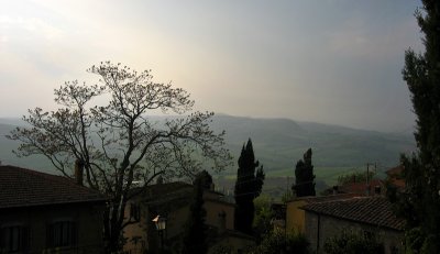 At the top of Montepulciano, looking down