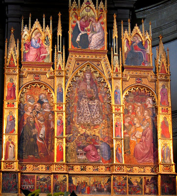Assumption of the Virgin and Saints triptych panels up closer