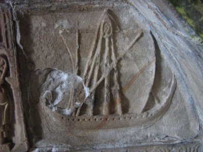 Viking Longboat carved on a church floor