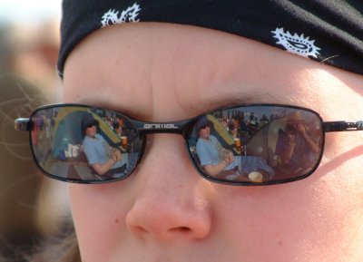Jess reflected in Rachael's sunglasses
