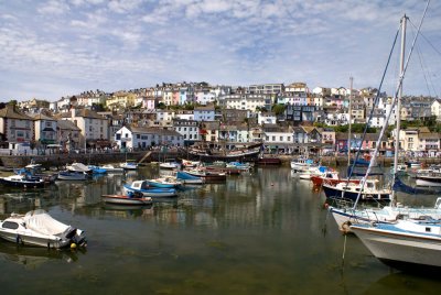 Brixham harbour and houses