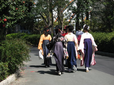 Girls in graduation kimono