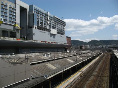Above the tracks, Kyoto station