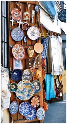 Door decorated with plates