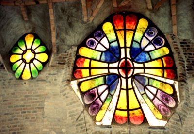 Church windows at Colonia Guell