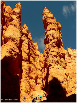 Hikers at bottom of canyon
