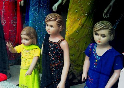 Sari shop mannequins, Jackson Heights, Queens