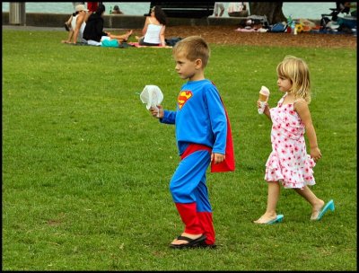 Superman and friend seen at St Heliers