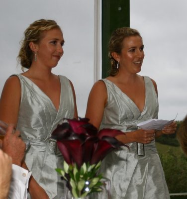 Sam's Sisters, Jane and Briar, giving their speech