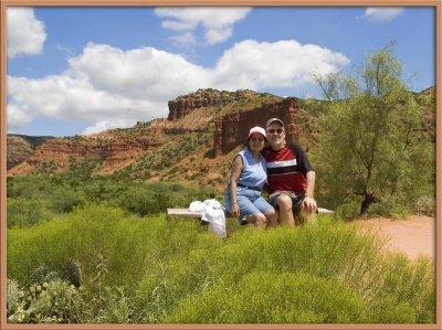 Marti and Bill on bench at Caprock Canyons